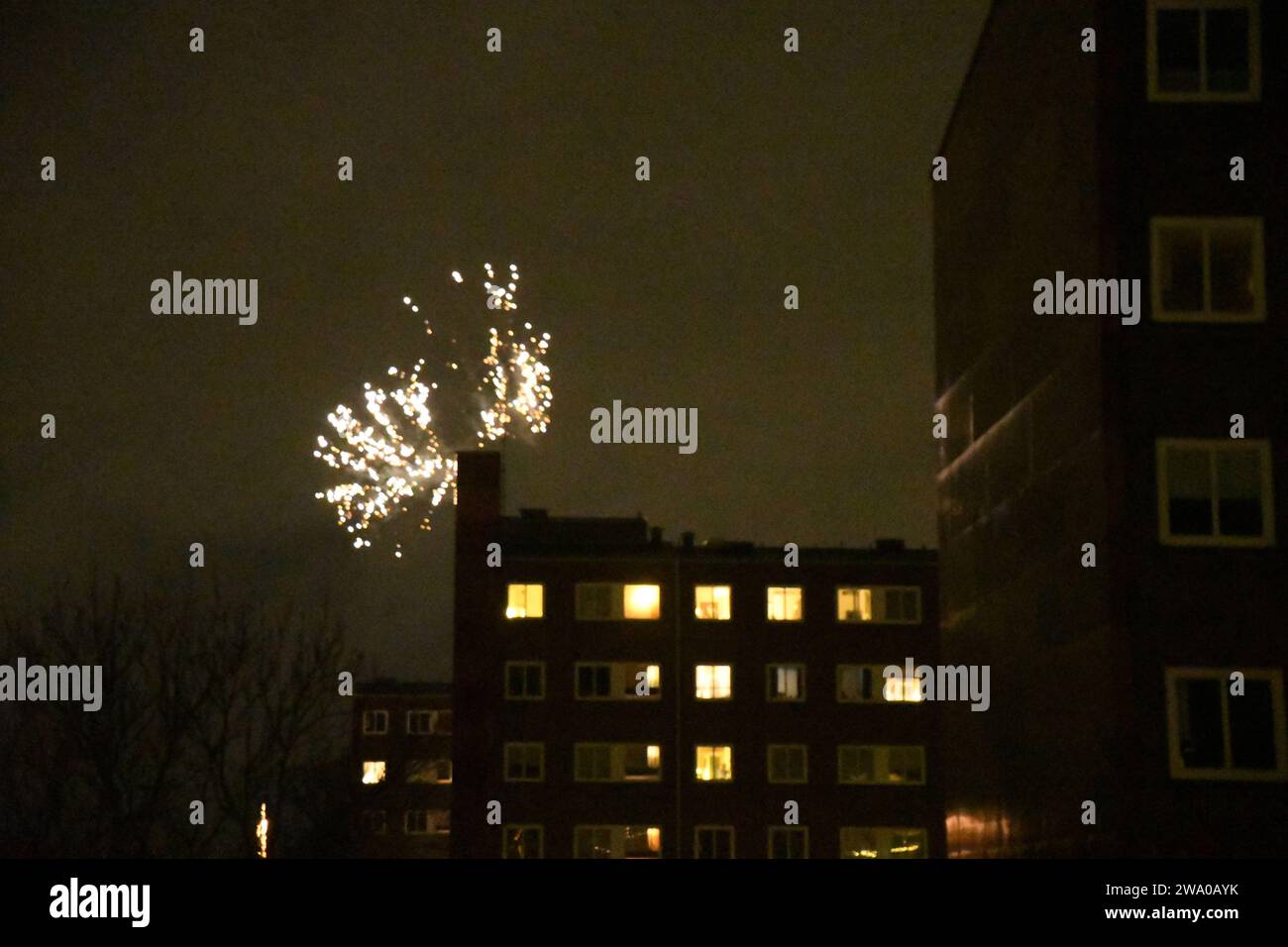 Kastrup/Copenhagen, Denmark /31  December 2023/. danes already start fire work to celebrate new yar 2024 celebration in Kastrup Copenhagen Denmark.   (Photo.Francis Joseph Dean/Dean Pictures) Stock Photo