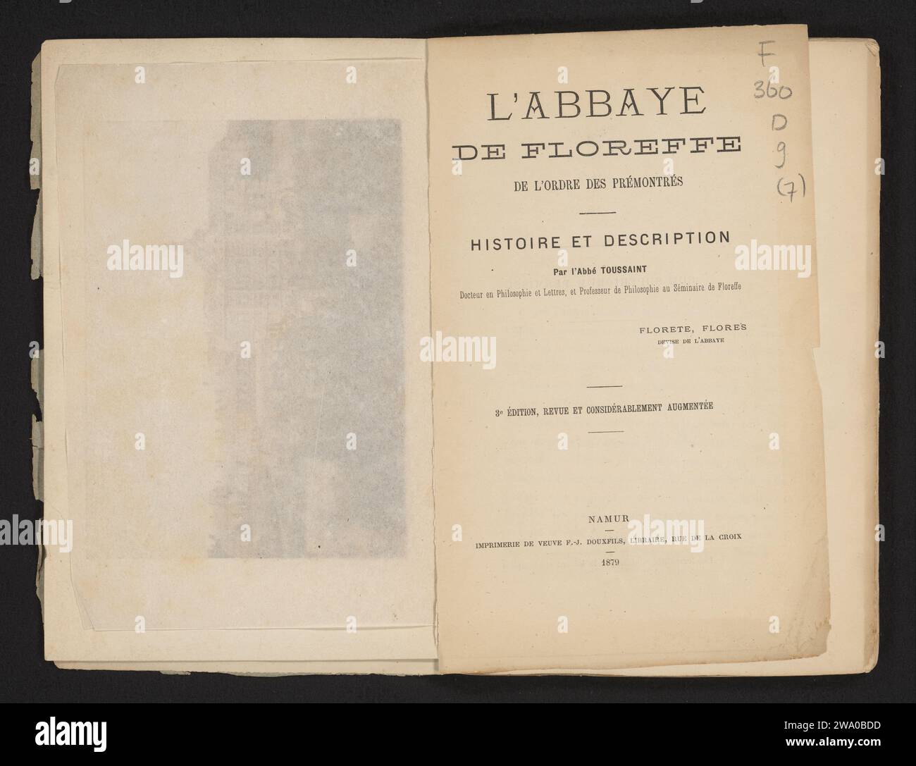 The Floreffe Abbey of the Order of Prémontrés, 1879 book   paper. linen (material). transparant paper printing / albumen print Stock Photo