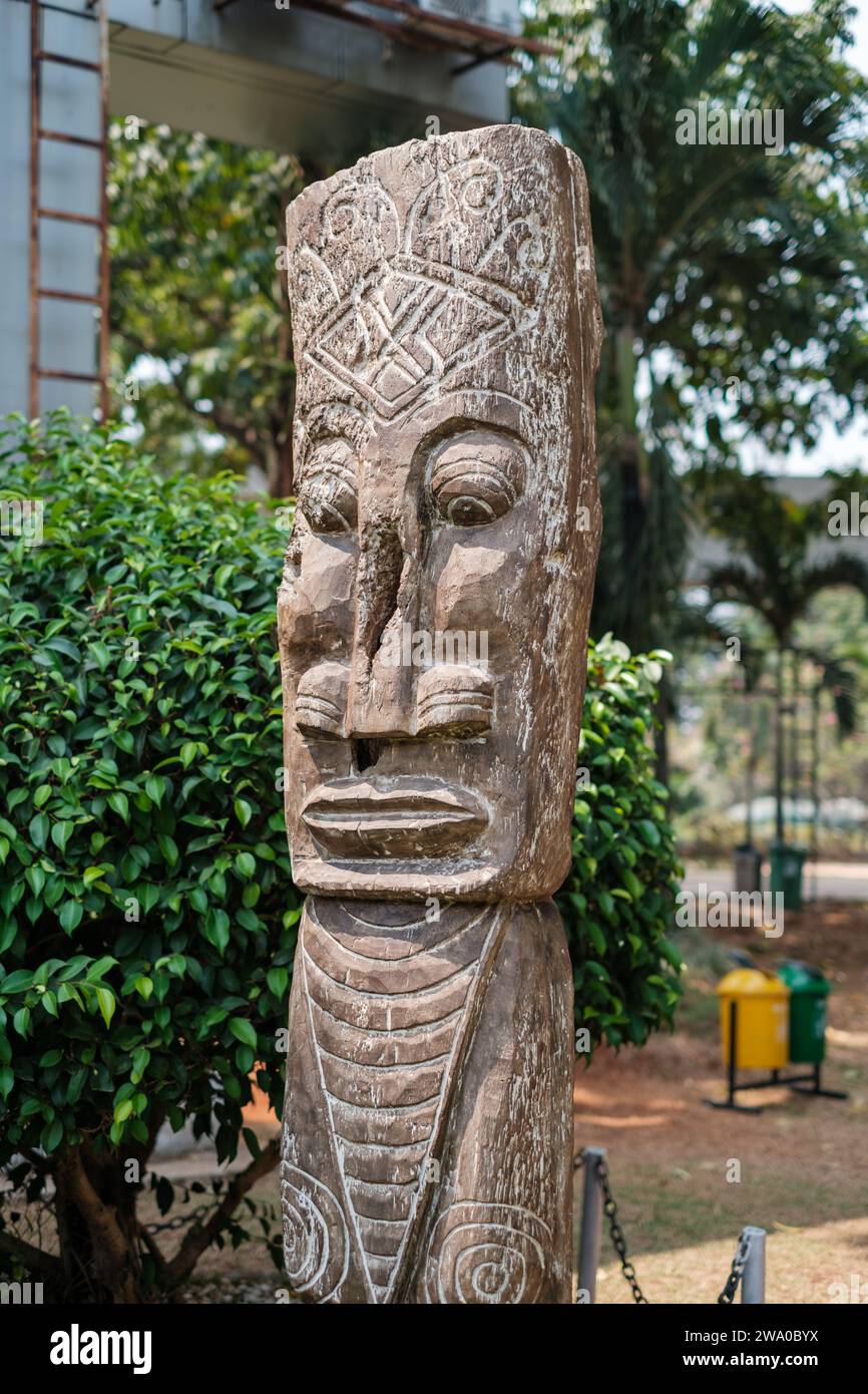 Indonesian Totem Wood Carving Statue Stock Photo Alamy