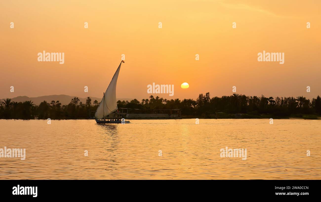 Luxor, Egypt - A Felucca on the Nile in Luxor, Egypt Stock Photo