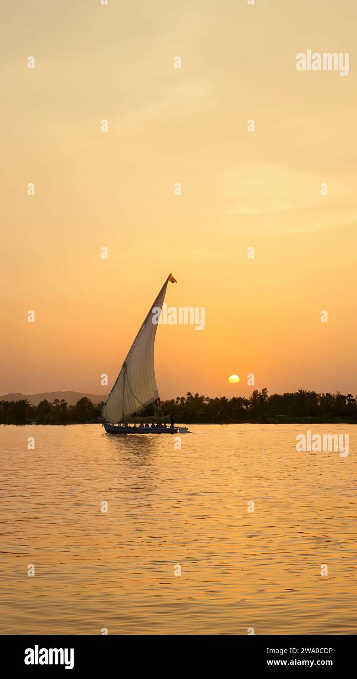 Luxor, Egypt - A Felucca on the Nile in Luxor, Egypt Stock Photo