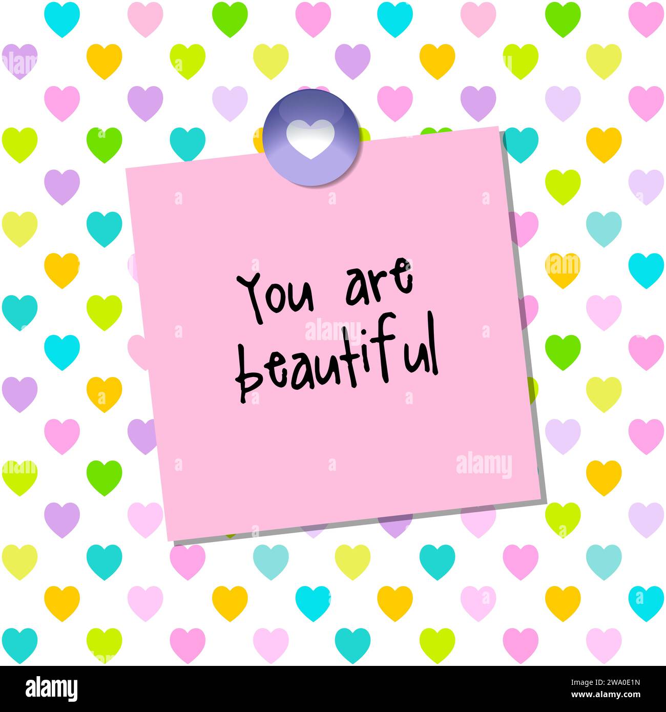 Post it, note paper, You are beautiful Stock Vector