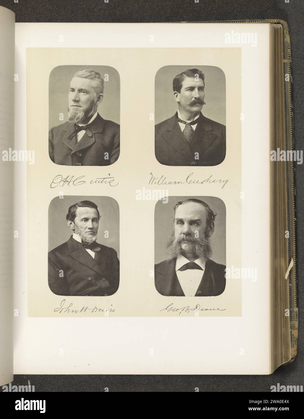 Portraits of four members of the lower house of the state of New York, c. 1872 - in or before 1882 photomechanical print At the top left Oscar H. Curtis, at the top right William Cushing, bottom left John W. Davis, below George B. Deane. United States of America paper collotype historical persons (portraits and scenes from the life) (+ head (and shoulders) (portrait)) Stock Photo