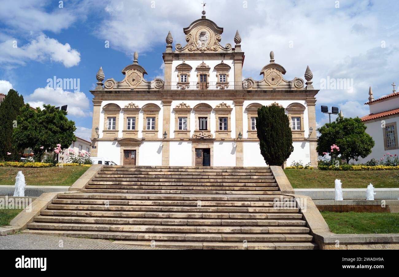 Paco dos Tavoras, 17th-century Baroque palace, currently housing the Town Hall, Camara Municipal, Mirandela, Portugal Stock Photo