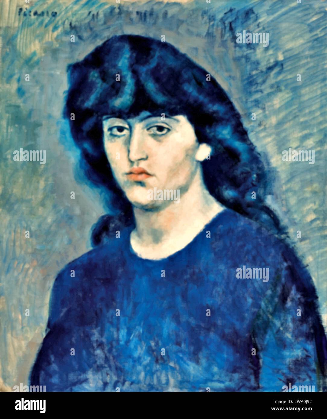 Portrait of Suzanne Bloch 1904 (Painting) by Artist Picasso, Pablo (1881-1973) Spanish. Stock Vector