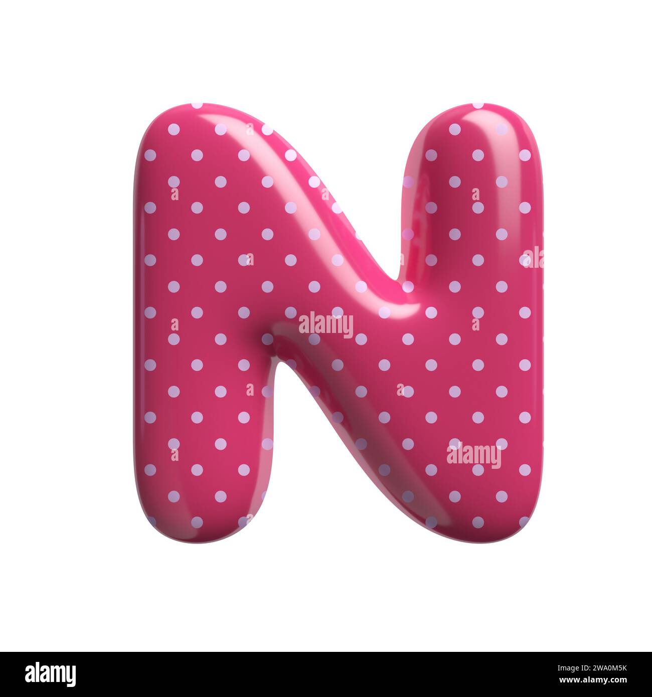 Polka dot letter N - Capital 3d pink retro font - suitable for Fashion, retro design or decoration related subjects Stock Photo