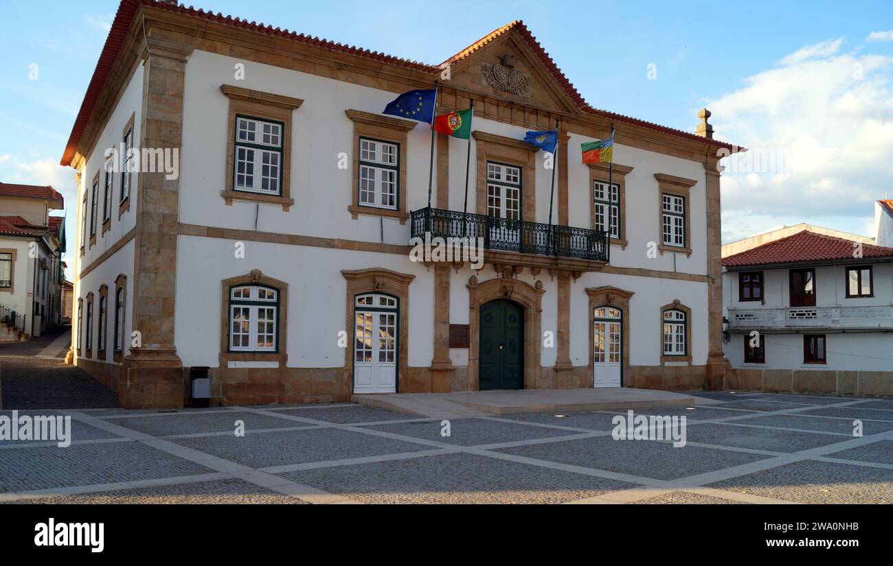 Municipality Hall, Camara Municipal, 19th century administrative building in the center of the town, Torre de Moncorvo, Portugal Stock Photo