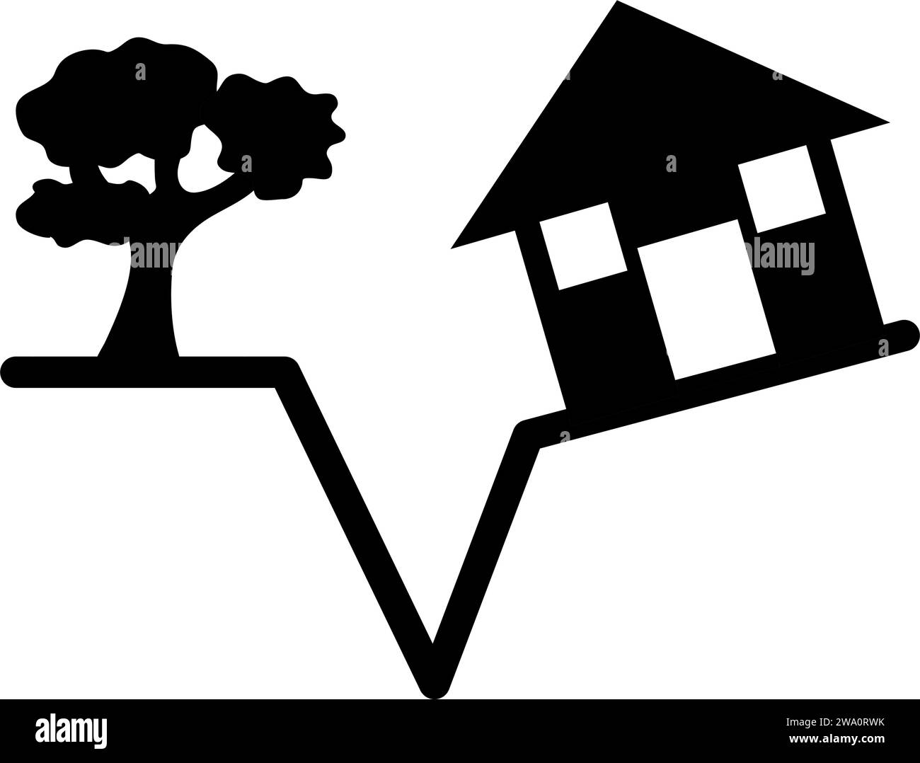 earthquake risk house icon Stock Vector