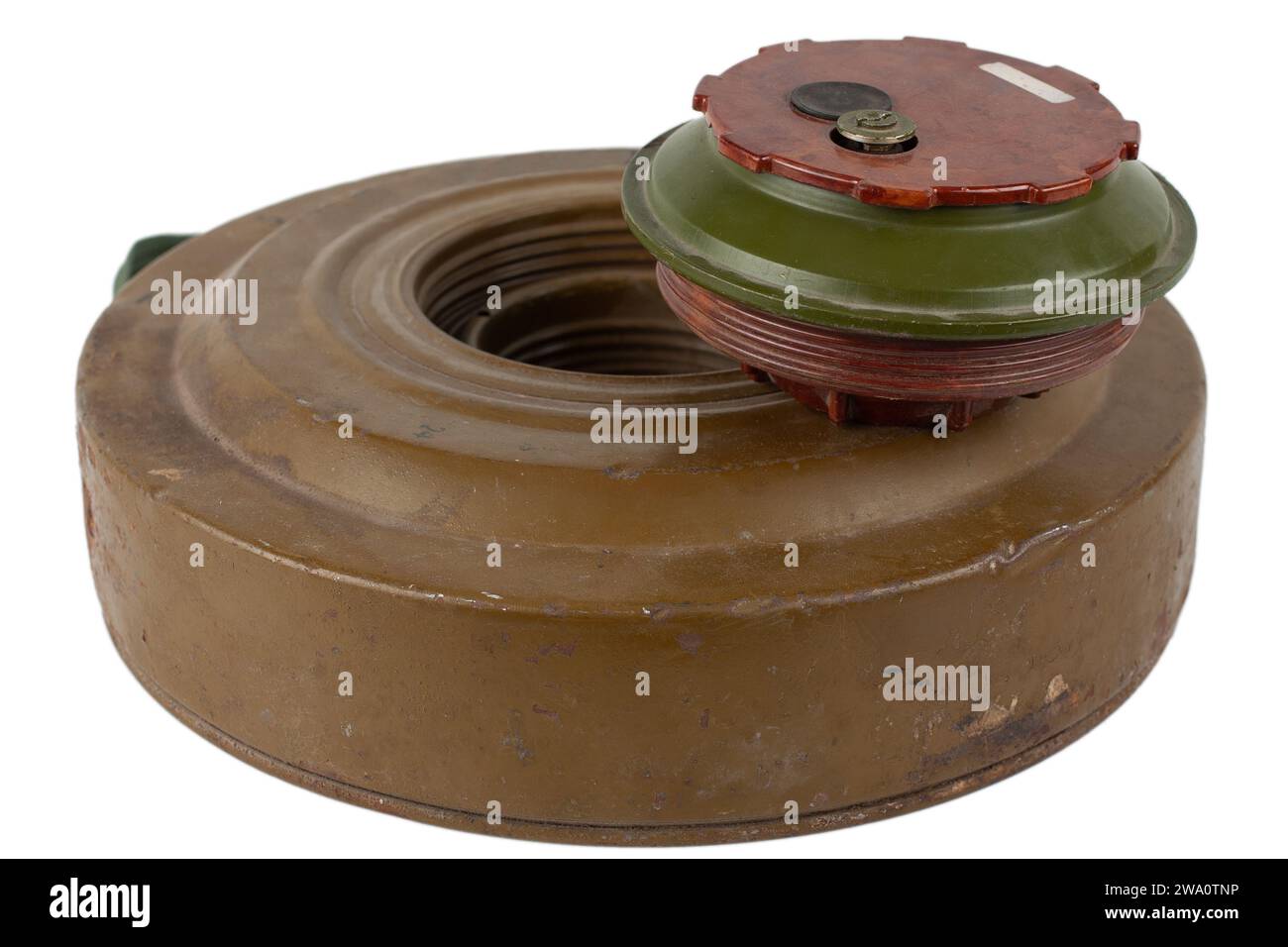 TM-62M Soviet anti-tank mine isolated on white background Stock Photo ...
