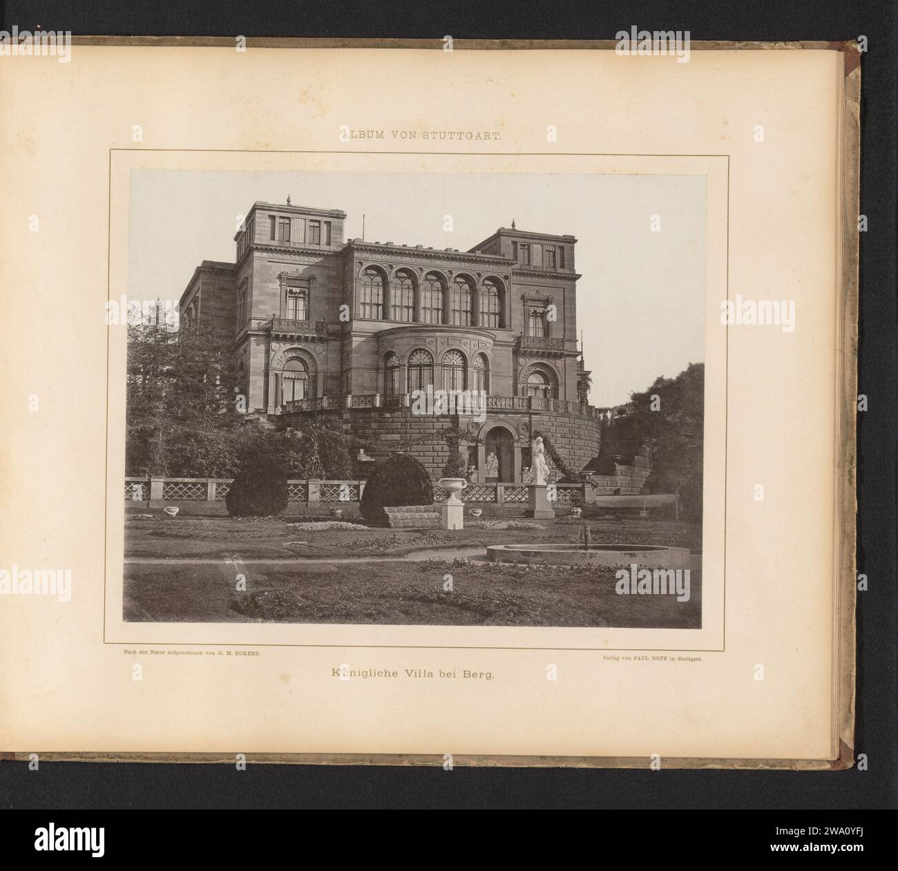 View of Villa Berg in Stuttgart, Germany, Georg Maria Eckert, c. 1870 - in or before 1875 photomechanical print  Stuttgart paper collotype villa Villa Berg Stock Photo