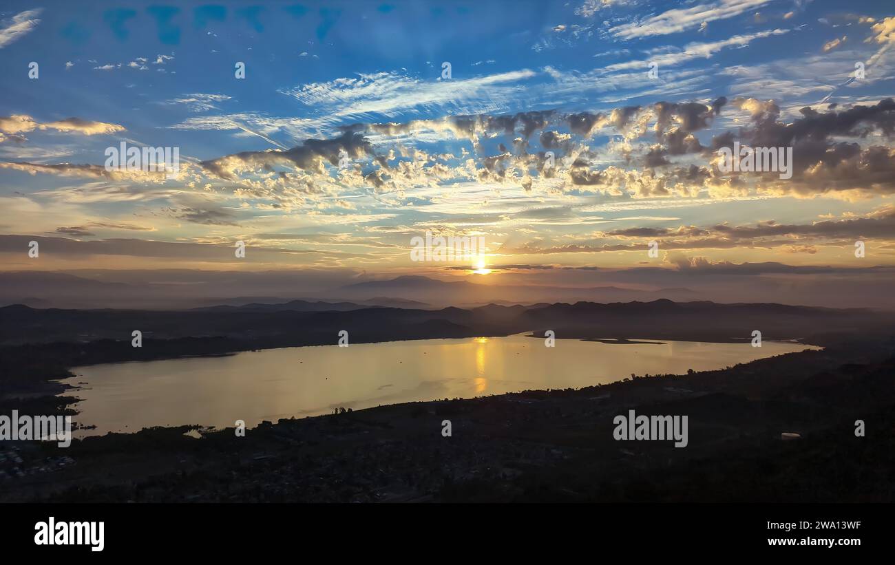 A beautiful sunrise over Lake Elsinore California, USA Stock Photo