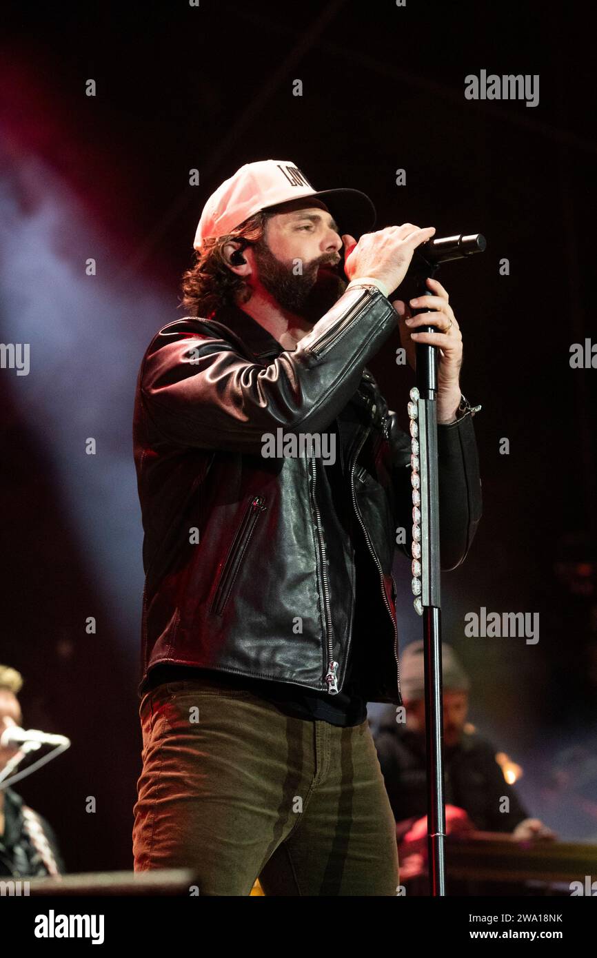 Nashville, USA. 31st Dec, 2023. Thomas Rhett performs at Jack Daniel's