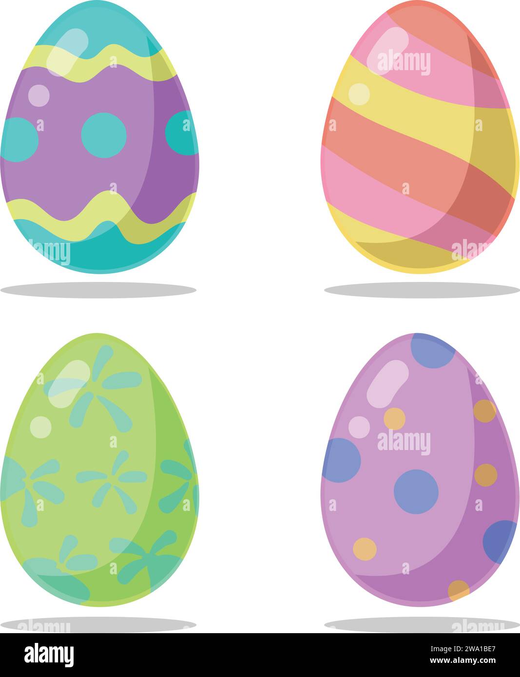 Colored Easter eggs pattern with different style, Vector. Stock Vector