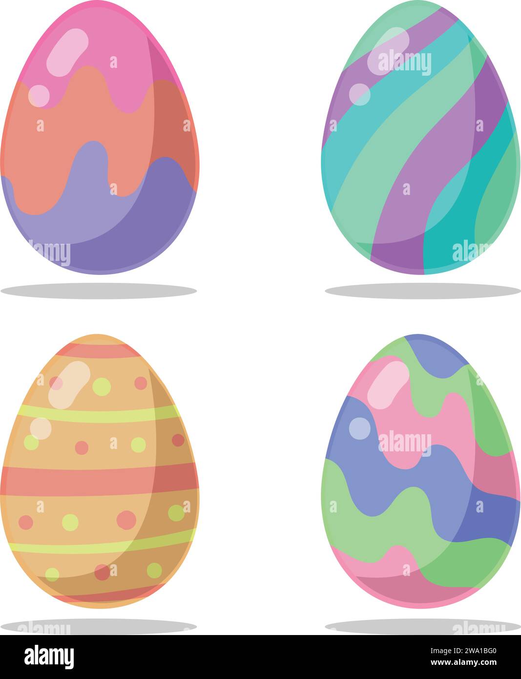 Colored Easter eggs pattern with different style, Vector. Stock Vector