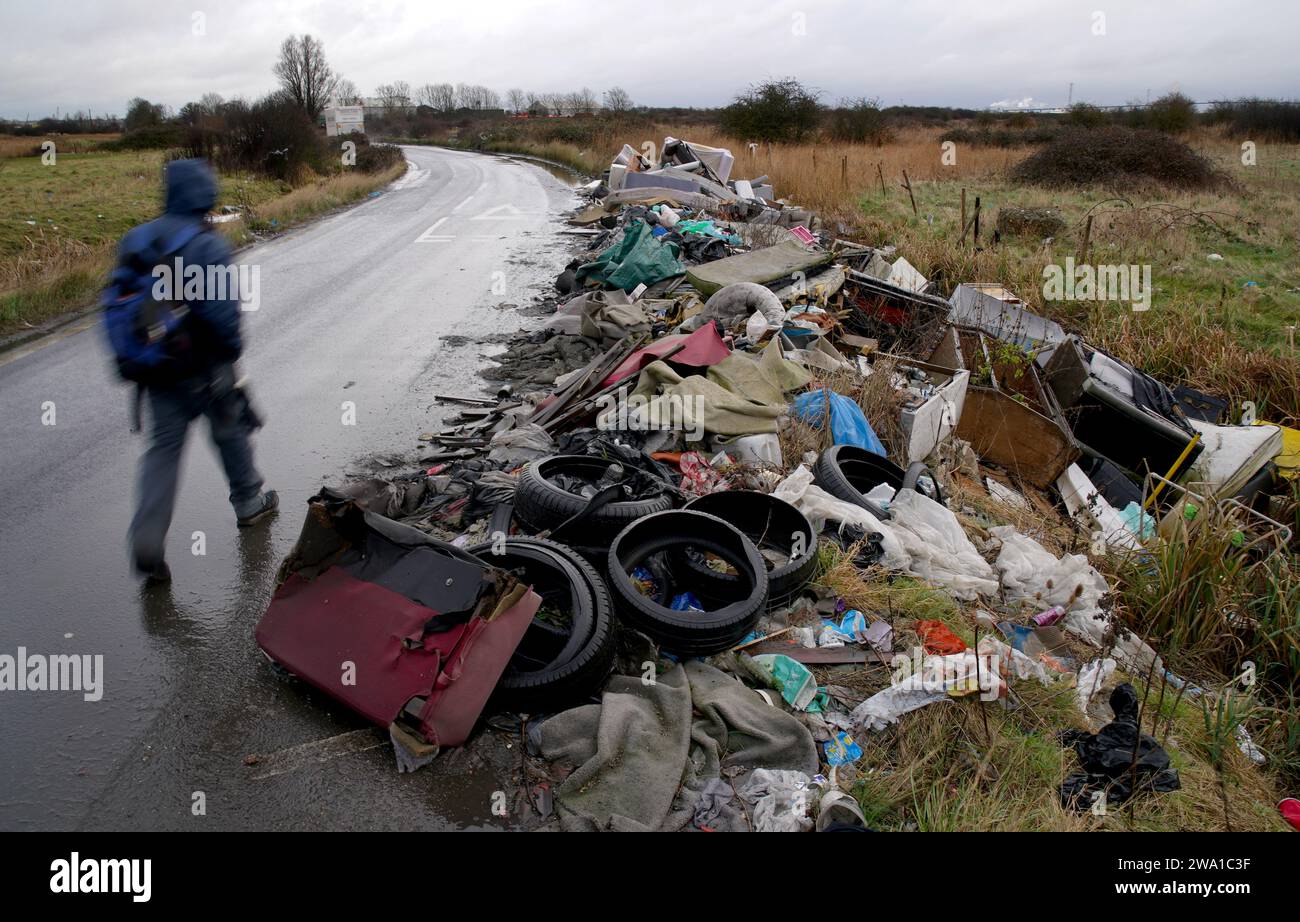 File photo dated 04/02/22 of fly-tipped waste. On-the-spot fines for flytipping in Scotland will more than double from Monday, rising to £500. Issue date: Monday January 1, 2024. Stock Photo