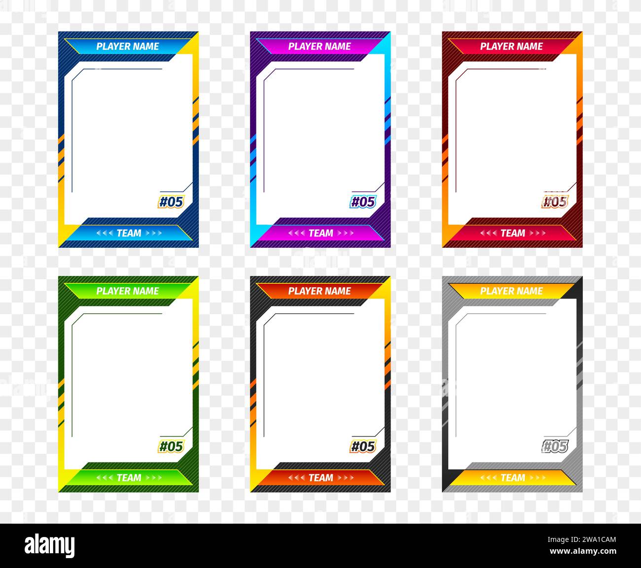 Sport game trading card template. Isolated 3d vector collectible cards