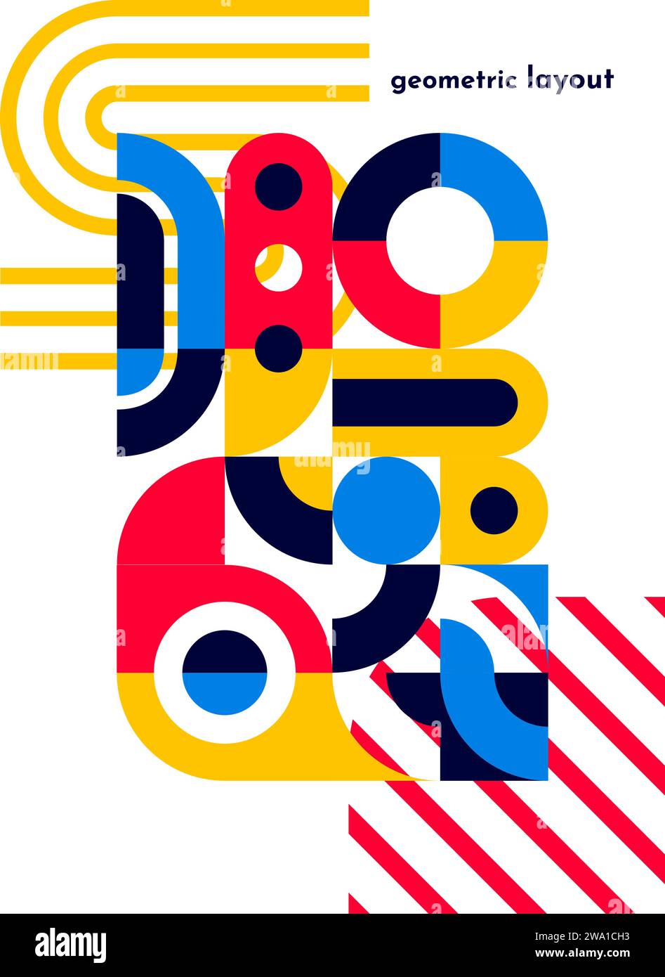 Bauhaus poster with geometric abstract pattern, vector cover background ...