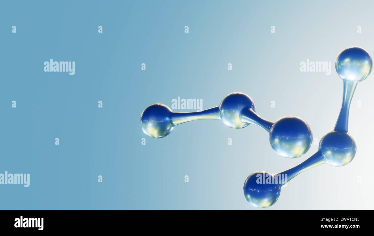3d rendering of drop of water molecules scattered Stock Photo