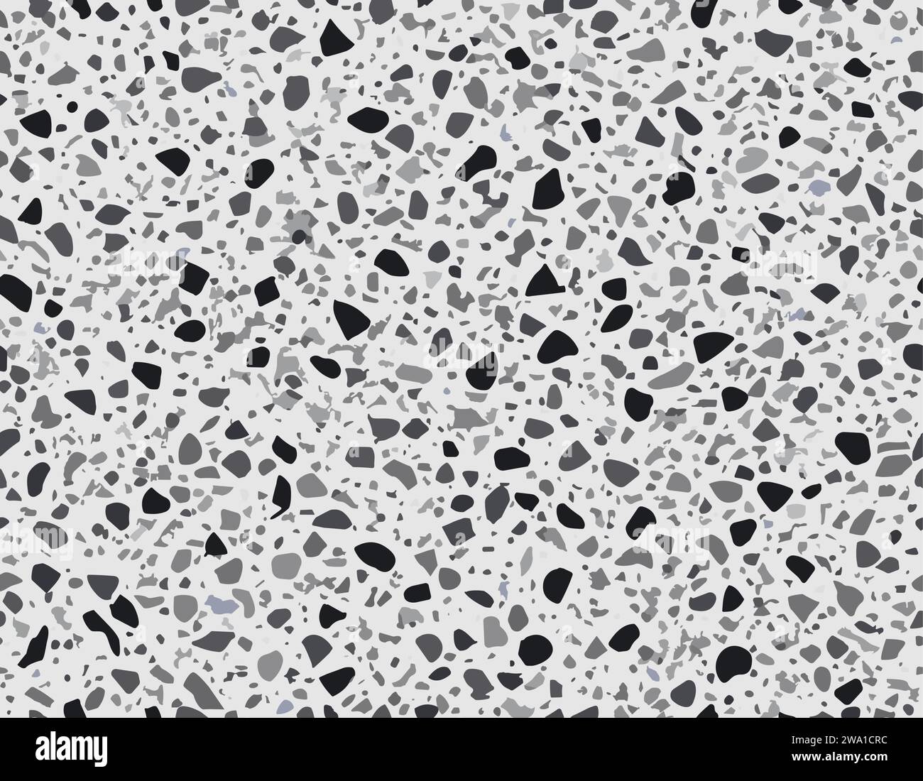Black grey terrazo ceramic tile pattern or terrazzo mosaic background, vector marble stone floor texture. Terazzo or terazo mosaic pattern of marble stones, abstract geometric floor background Stock Vector