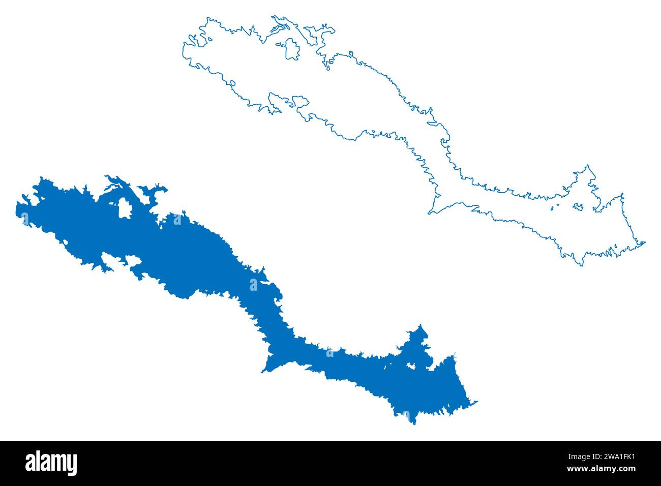 Lake Arenal (Republic of Costa Rica) map vector illustration, scribble sketch Lago Arenal, Presa Sangregado Dam map Stock Vector