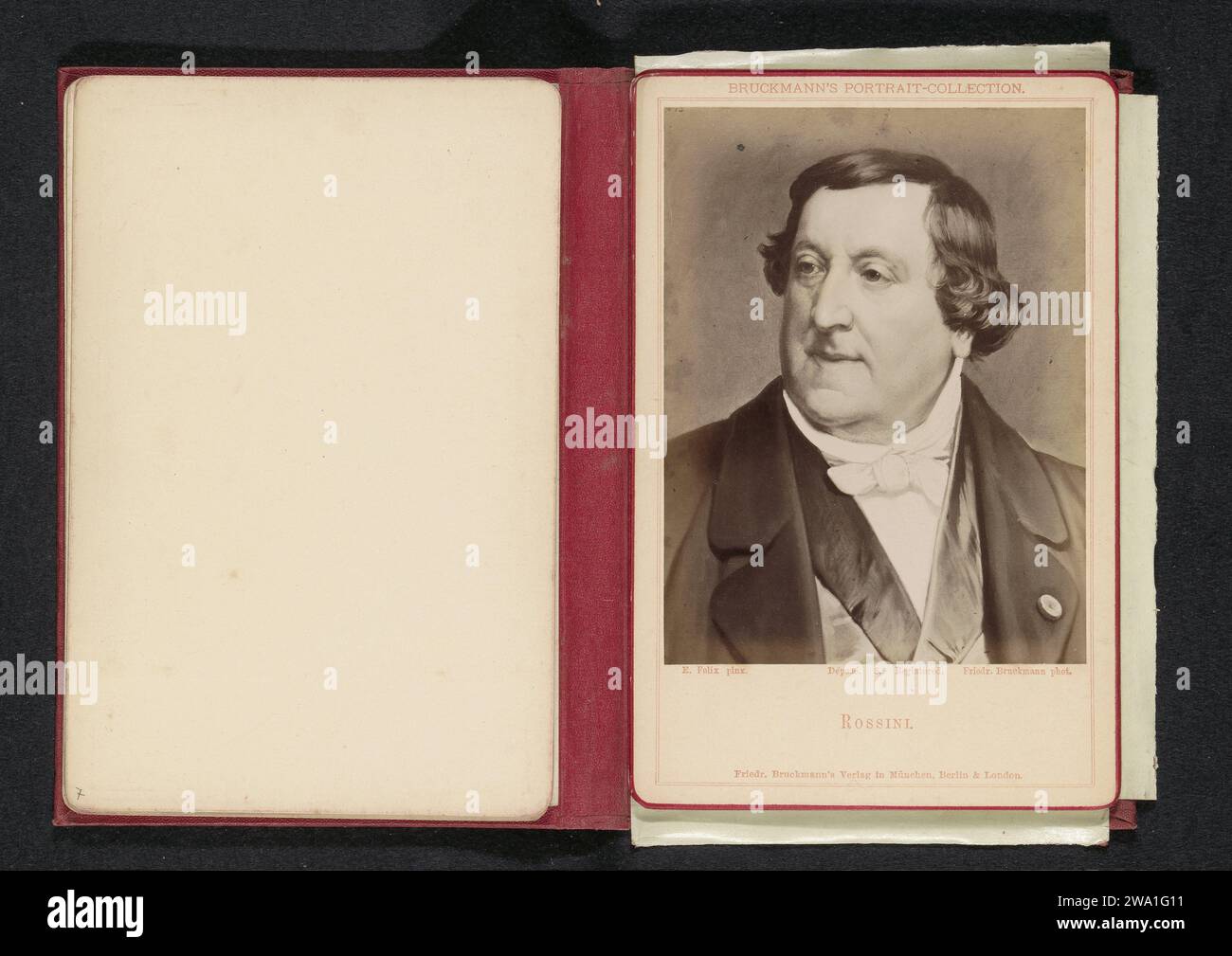 Photo production of a portrait of Gioachino Antonio Rossini by Eugen Felix, Friedrich Bruckmann, after Eugen Felix, c. 1868 - in or before 1878 photograph  Germanypublisher: Munich photographic support albumen print portrait of composer Stock Photo