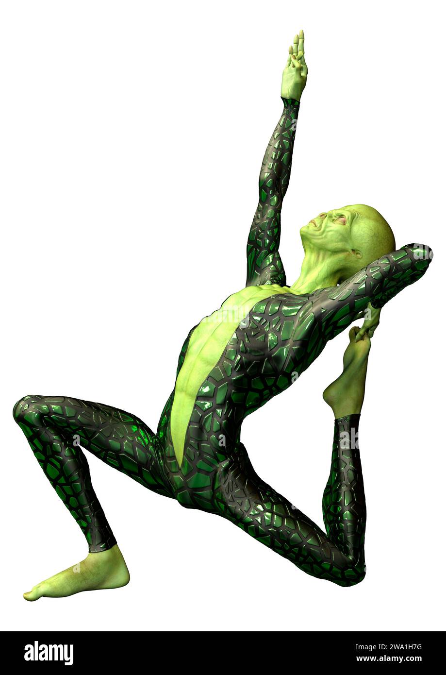 3D rendering of a green alien isolated on white background Stock Photo ...