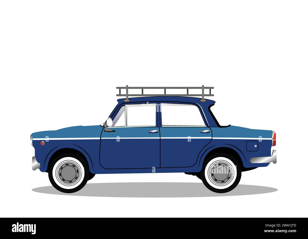 Cartoon Indian taxicab. Side view. Flat vector. Stock Vector