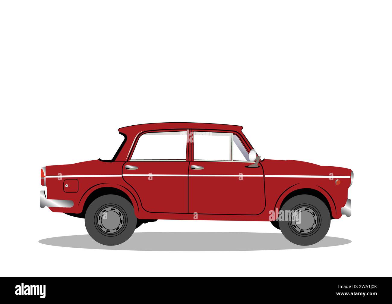 Red Indian taxicab. Side view. Flat vector. Stock Vector