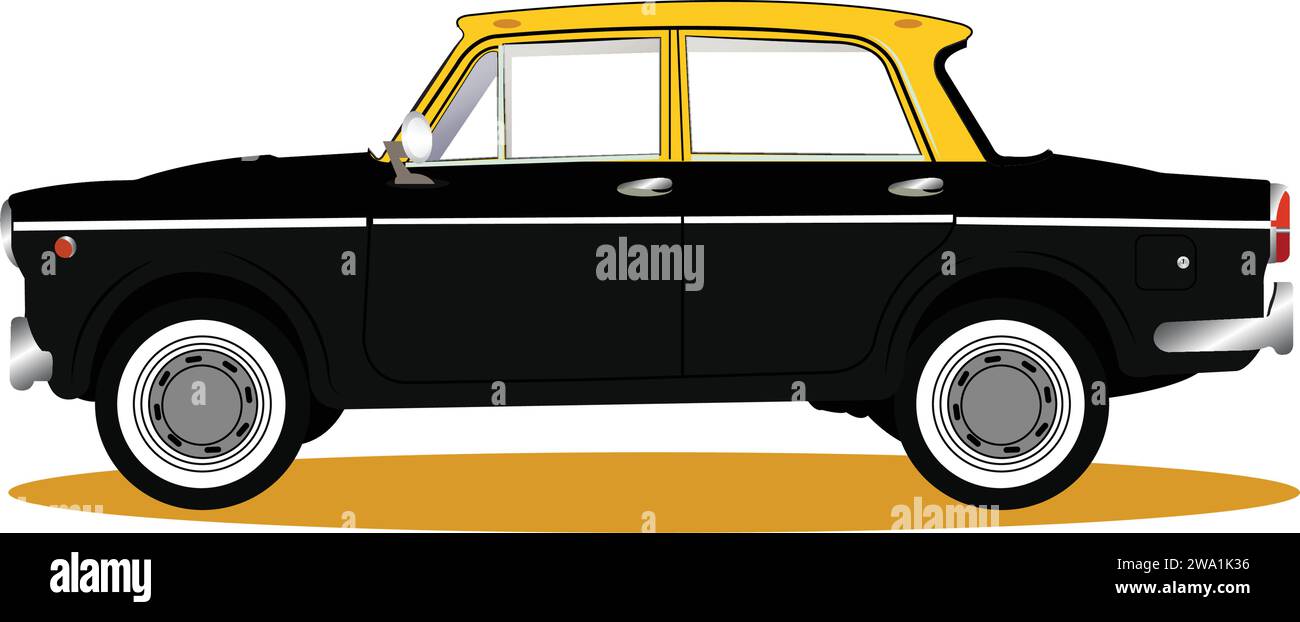 Indian taxicab. Side view. Flat vector Stock Vector