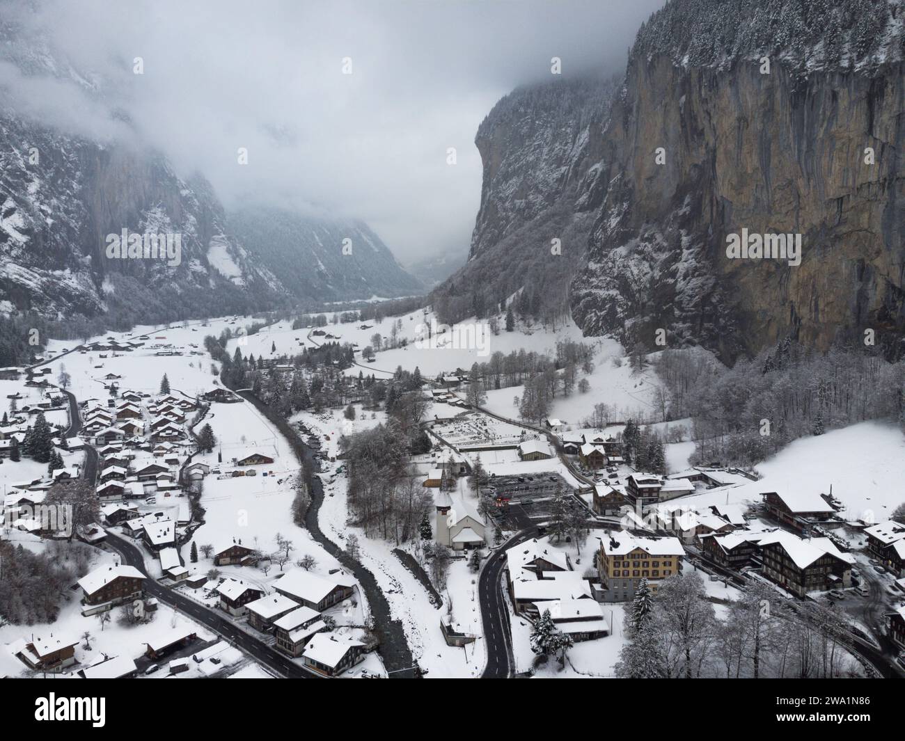 Aerial lauterbrunnen in switzerland famous hi-res stock photography and