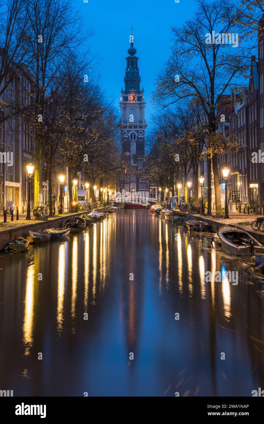 Early morning twilight at Staalmeestersbrug in Amsterdam Stock Photo