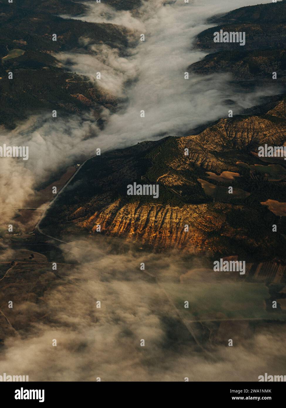 Drone aerial fog in valley hi-res stock photography and images - Alamy