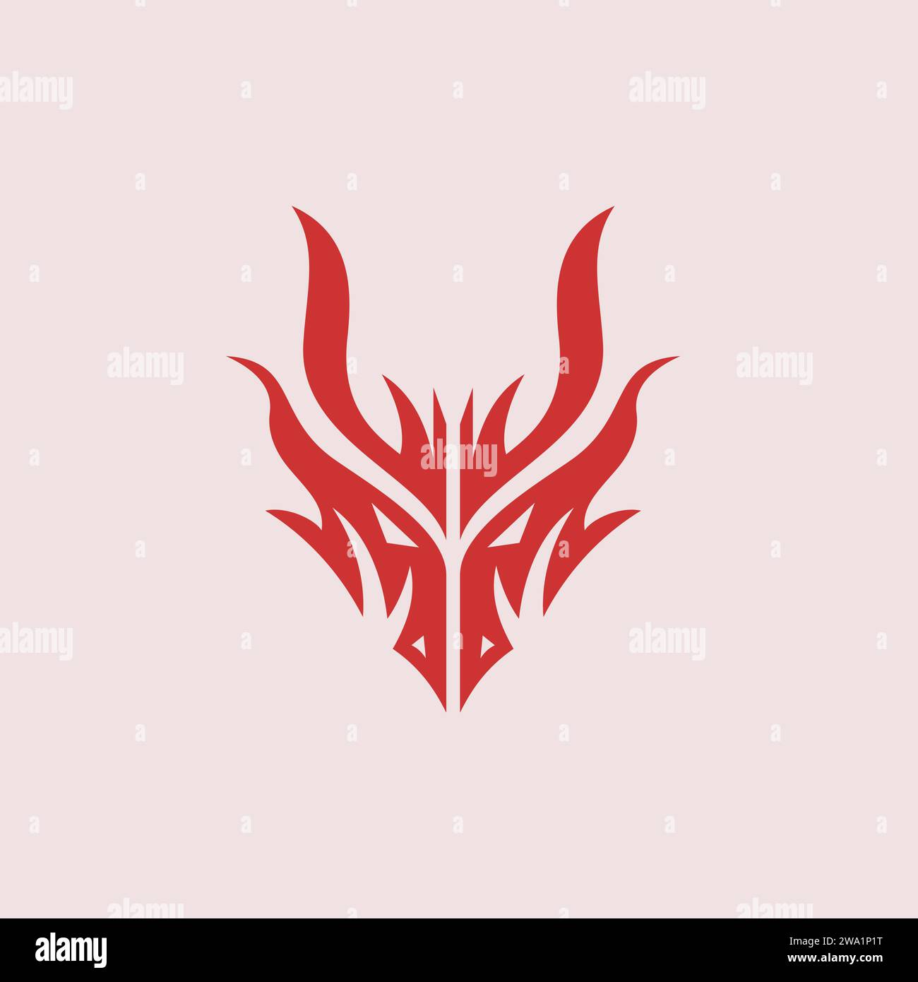 A logo featuring a noble red dragon head facing forward Stock Vector