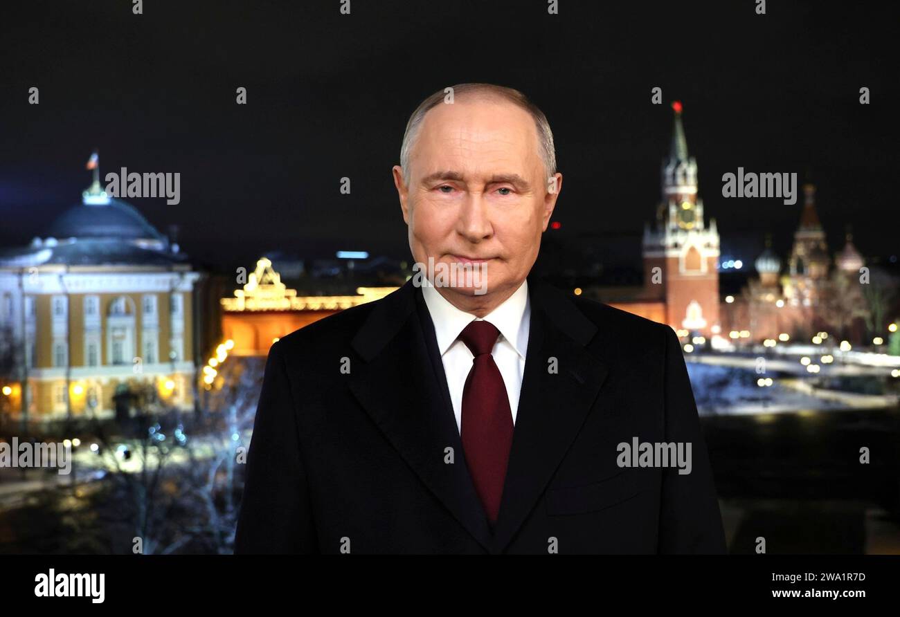 Moscow, Russia. 01st Jan, 2024. Russian President Vladimir Putin