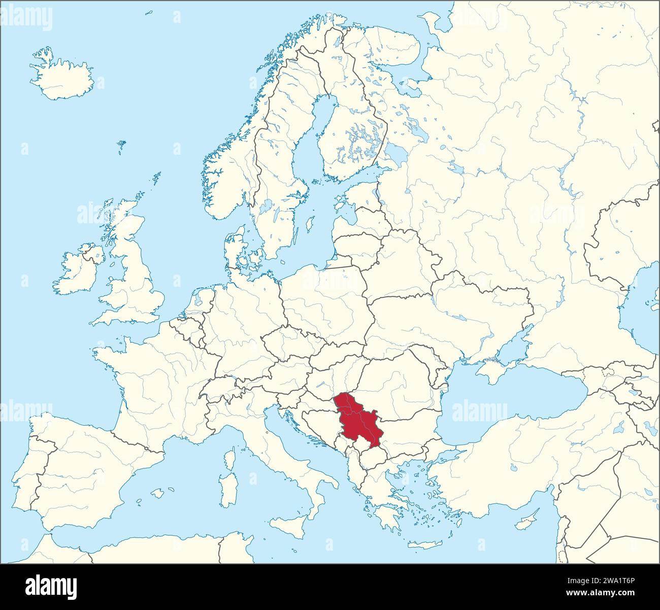 Location map of the REPUBLIC OF SERBIA, EUROPE Stock Vector