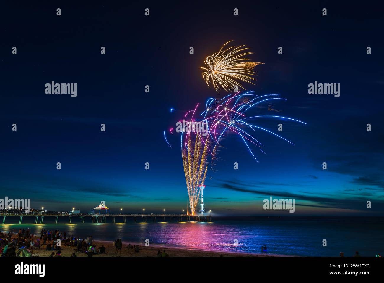 New Year’s Eve Fireworks on Brighton Jetty, Adelaide, South Australia