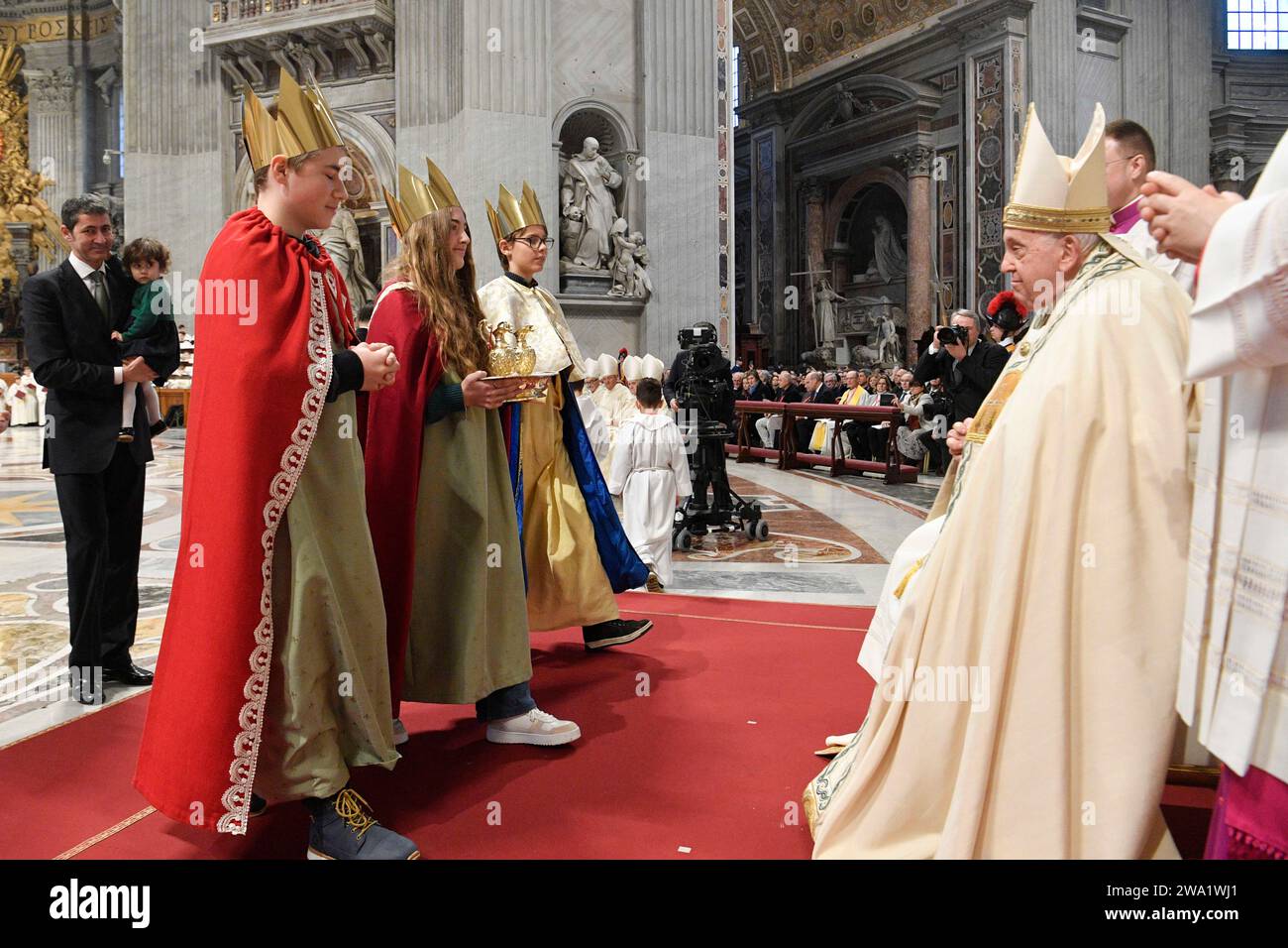 Vatican Vatican 01st Jan 2024 Italy Rome Vatican 2024 11 1 Pope   Vatican Vatican 01st Jan 2024 Italy Rome Vatican 2024111 Pope Francis Leads The Holy Mass For The Solemnity Of Mary Mother Of God In Saint Peters Basilica In Vatican Photograph By Vatican Media Catholic Press Photo Credit Independent Photo Agencyalamy Live News 2WA1WJ1 