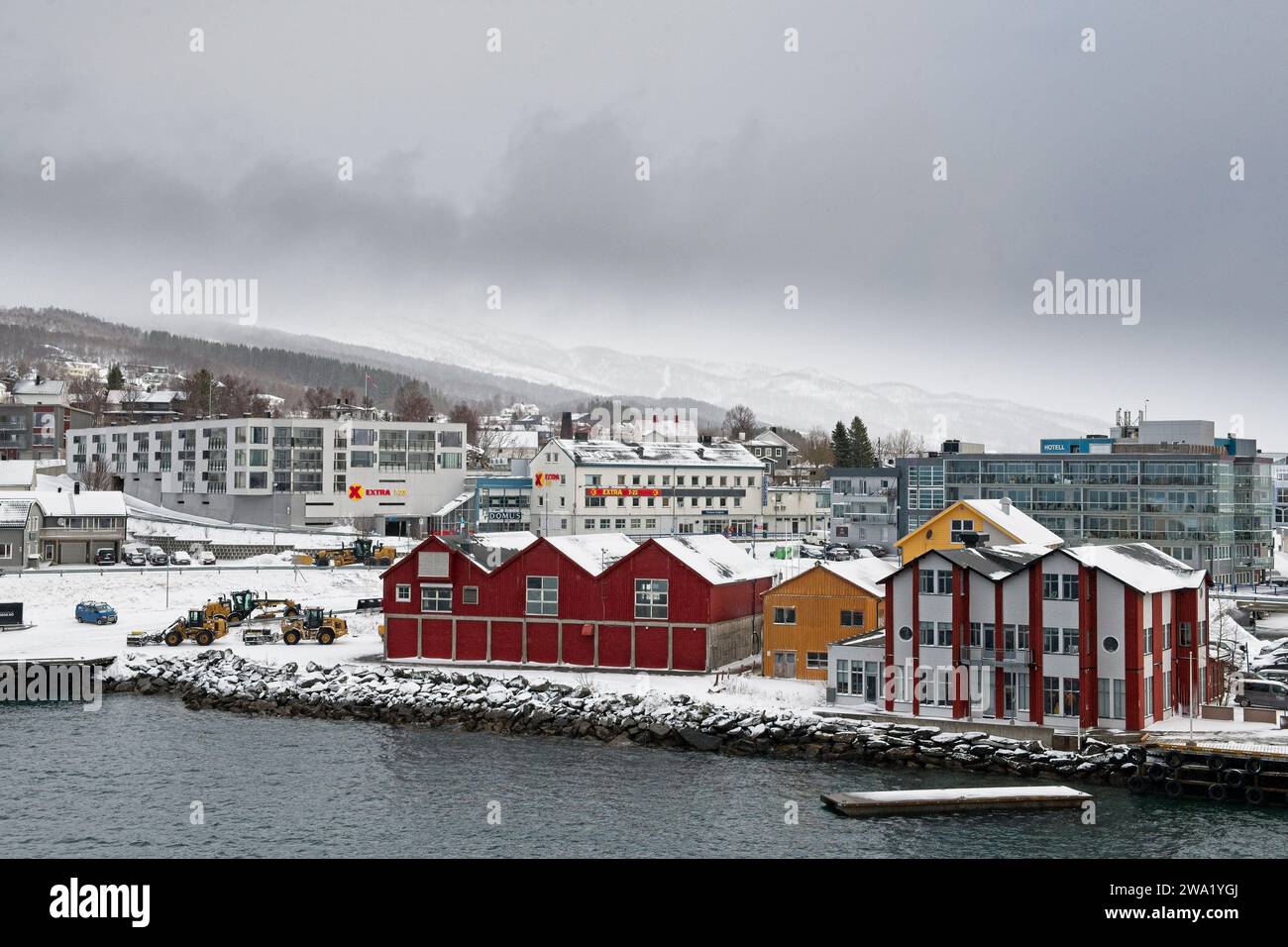 The port of Finnsnes arctic Norway Stock Photo