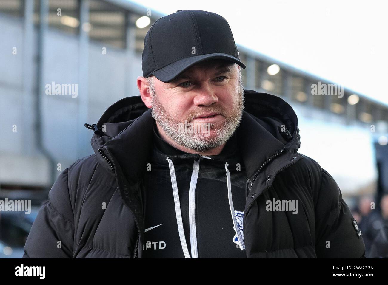 Wayne Rooney manager of Birmingham City arrives at Elland Road Stadium