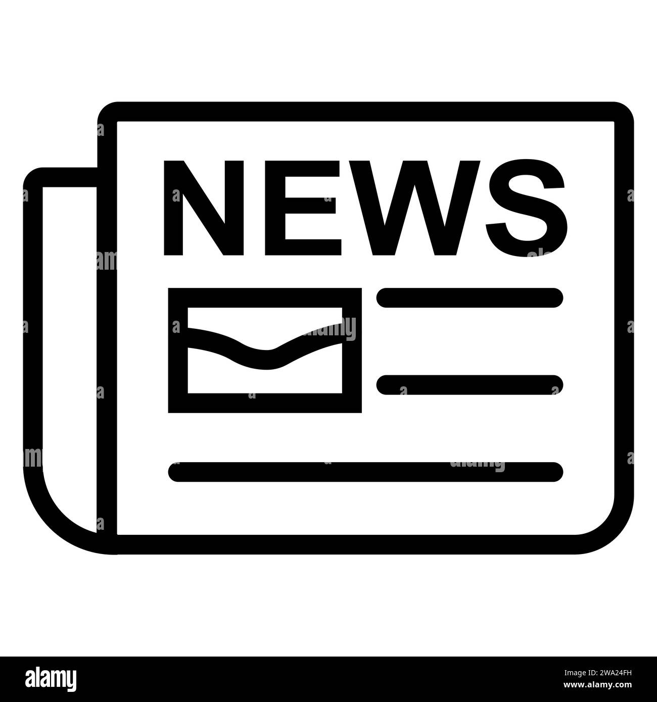 Newspaper breaking news line art icon for apps and websites Stock Vector