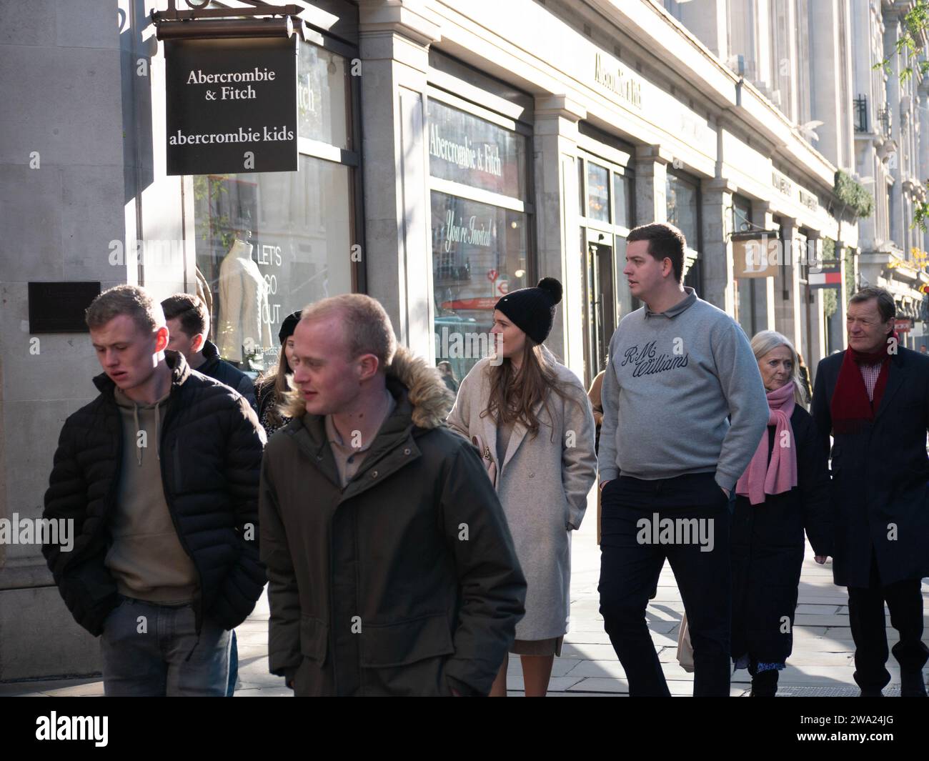 Regent Street, London, UK. Abercrombie and Fitch, Abercrombie & Fitch