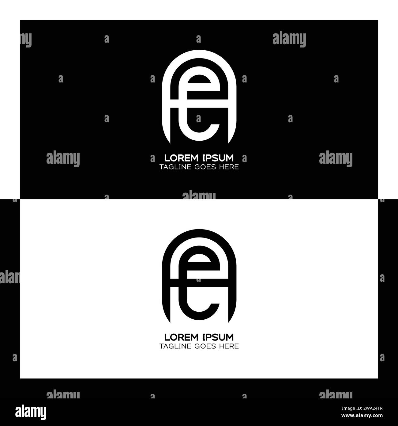 AE initial letters linked elegant logo. letter A and E pattern design monogram Stock Vector