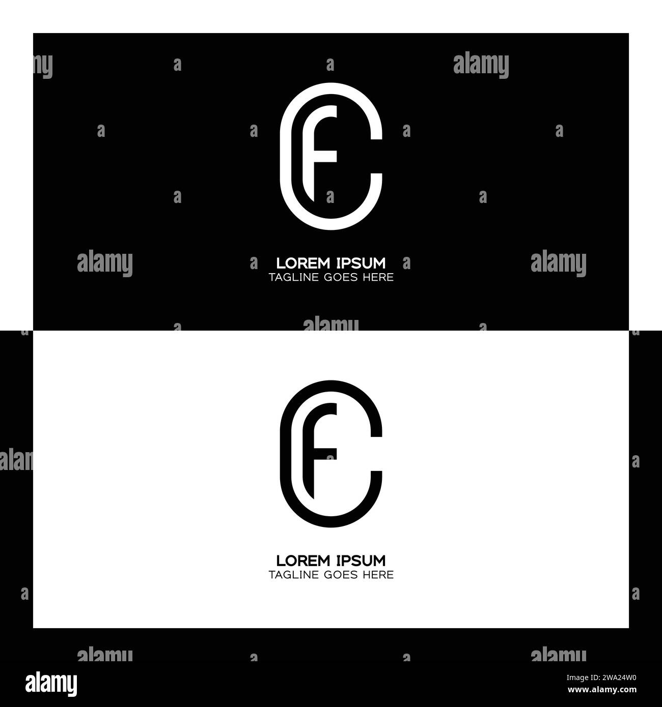 CF initial letters linked elegant logo. letter C and F pattern design monogram Stock Vector