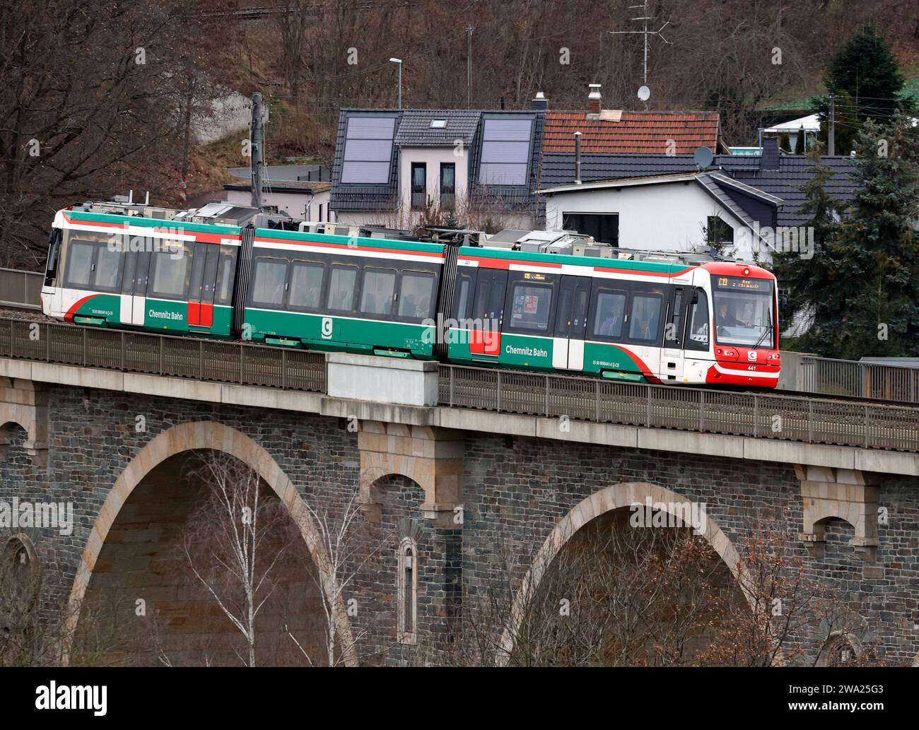 Eisenbahnviadukt Citybahn 01.01.2024, Chemnitz, Ortsteil Wittgensdorf