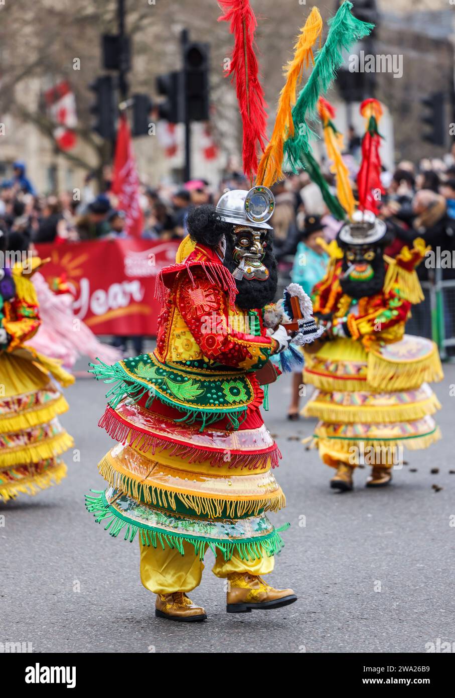 London, UK. 01st Jan, 2024. Crowds line up the streets of Central