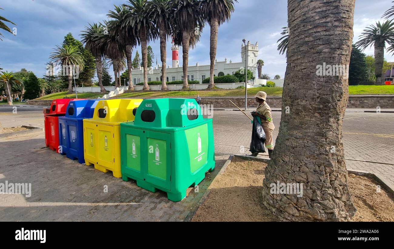 Swakopmund Municipal waste recycling containers Stock Photo