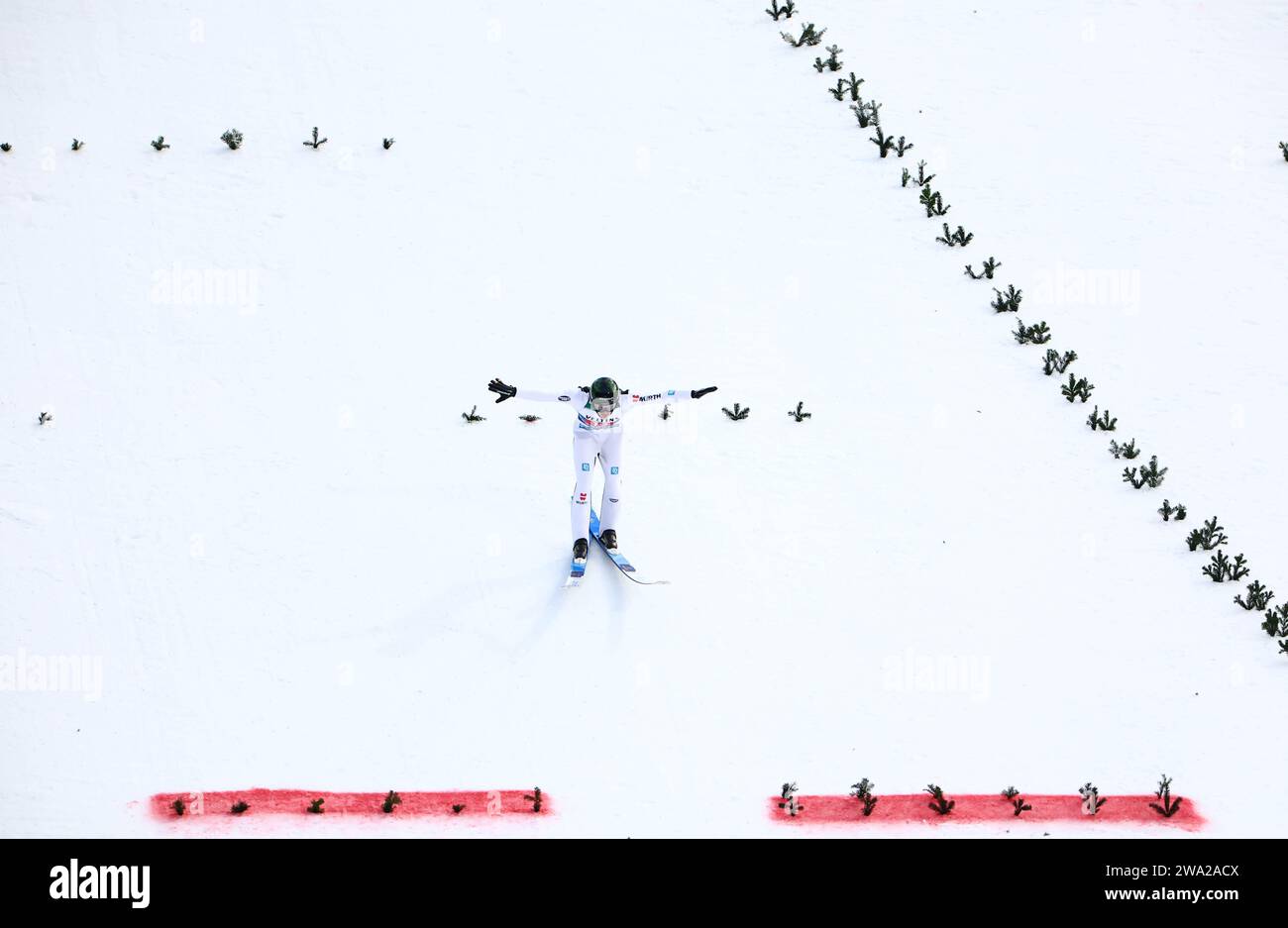 Garmisch Partenkirchen Germany 01st Jan 2024 Nordic Skiing Ski   Garmisch Partenkirchen Germany 01st Jan 2024 Nordic Skiing Ski Jumping World Cup Four Hills Tournament Large Hill Men Philipp Raimund Germany Landing Credit Daniel Karmanndpaalamy Live News 2WA2ACX 