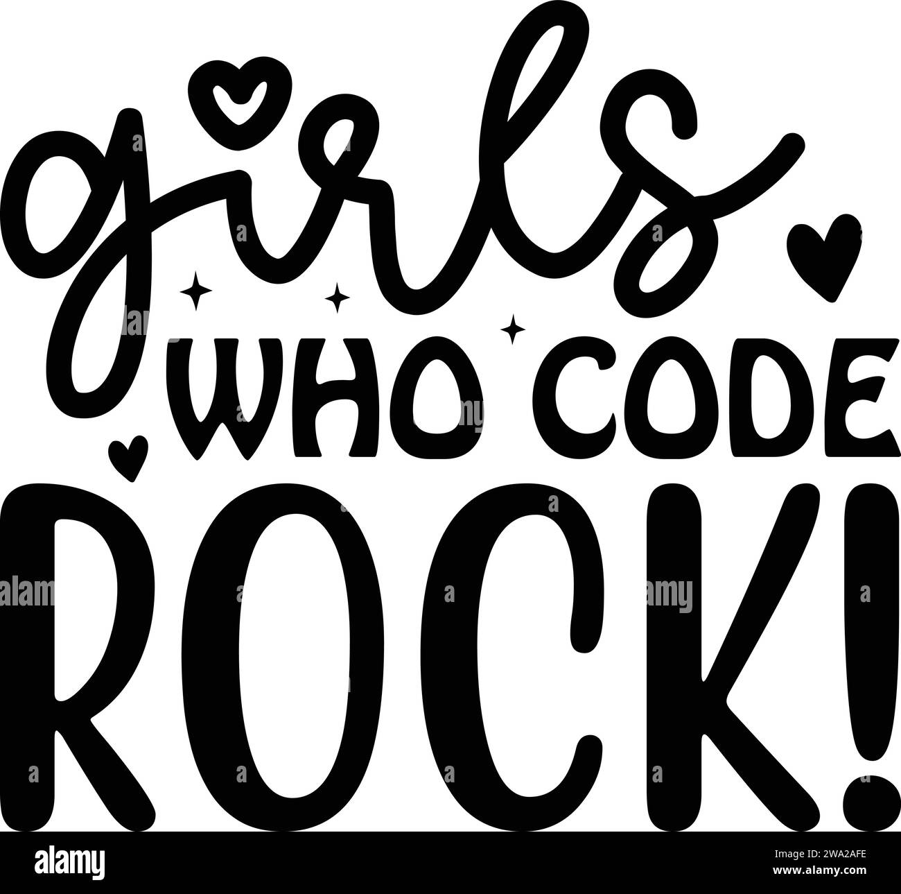 Girls Who Code Rock! ,Unique T-Shirts Designs Stock Vector