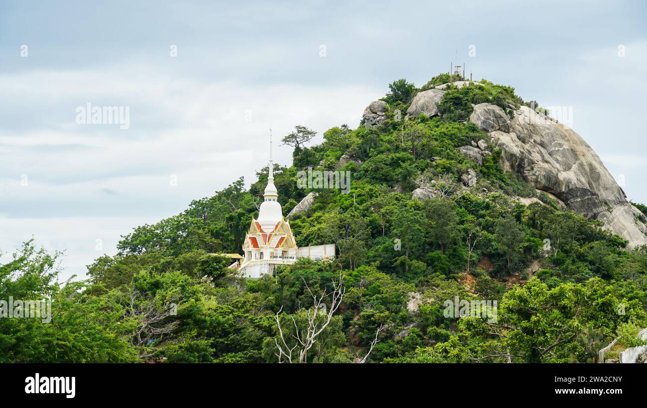 Khao Takiab hill, Hua Hin Beach, Thailand. Wat khao takiab. thai pagoda khao takiab temple. Stock Photo