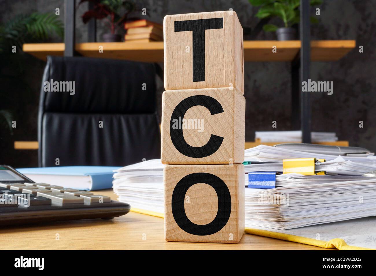 Cubes with abbreviation TCO Total Cost of Ownership. Stock Photo